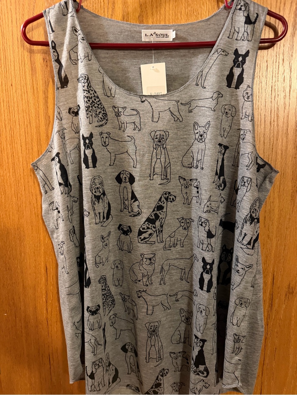 La Soul Gray Dog Print Tank Top